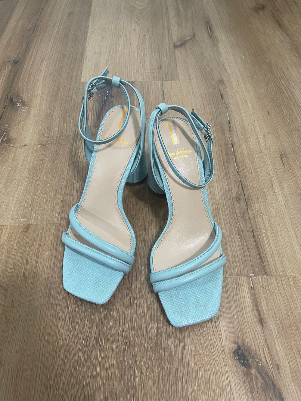 Sam Edelman Light Blue Ankle-Strap Block Heel Sandals